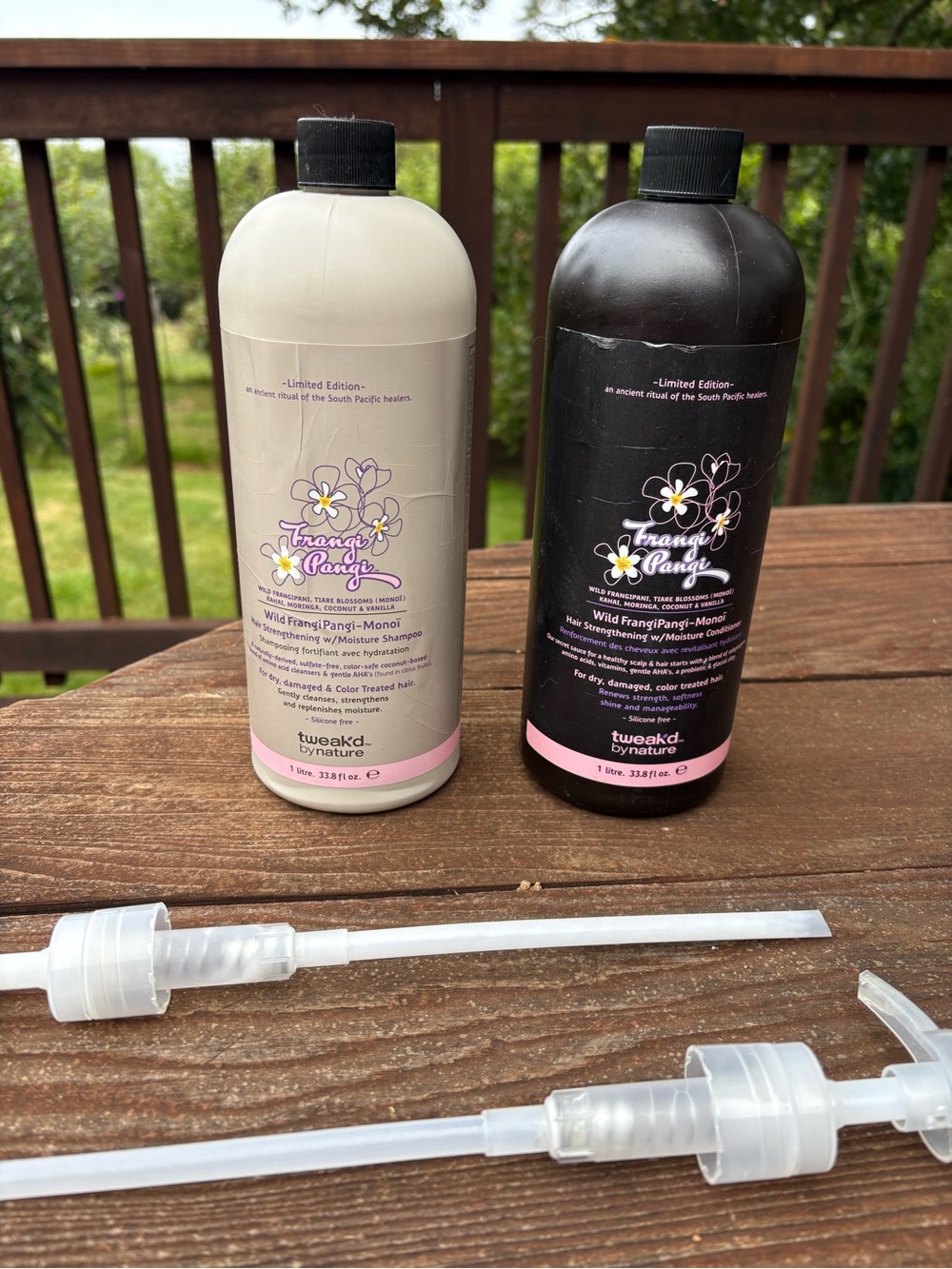 Tweak’d Wild Frangipani + Monoi Hydrating Shampoo and Conditioner with pumps